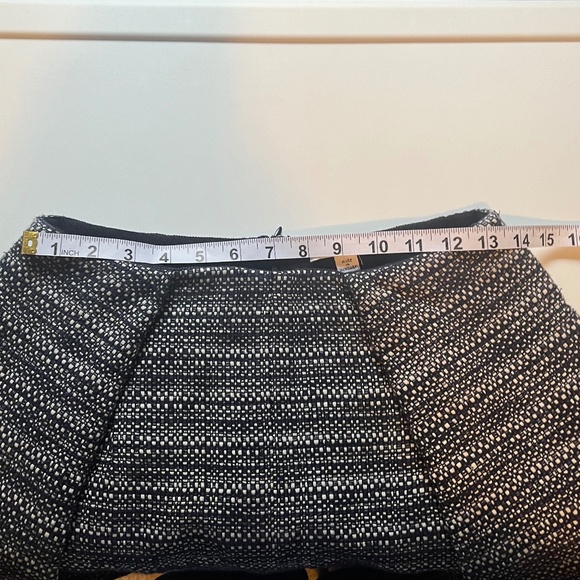 Carven A-line Pleated Tweed Career Casual Blue Cotton Linen Blend Skirt Small - Picture 10 of 10